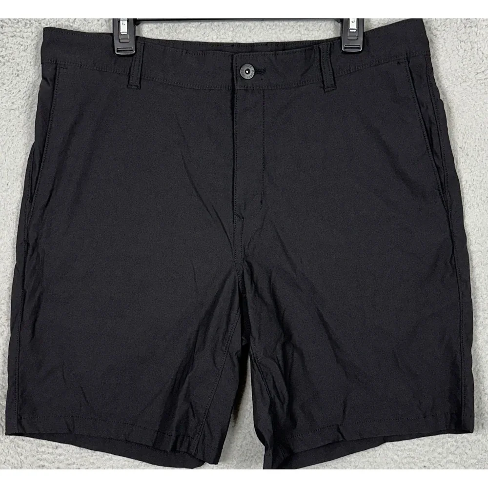The North Face Shorts Mens 36 Black Hiking Trail Outdoor Stretch Flat Front Logo